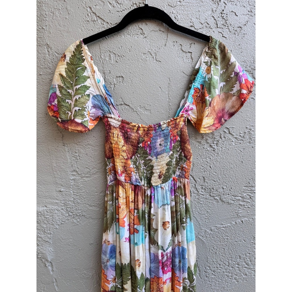 Moxy Anthropologie Womens Floral Boho Flutter Smocked Cottage Maxi Dress - Picture 5 of 10